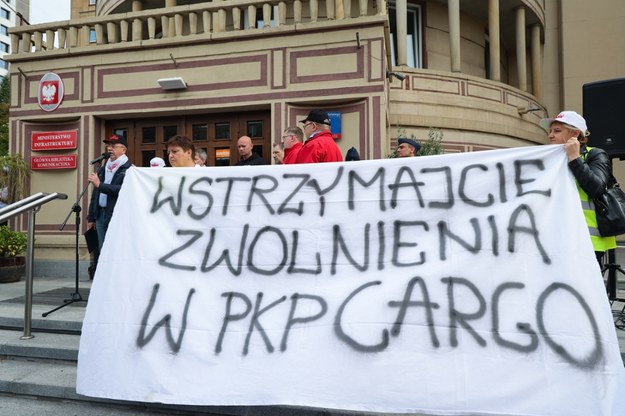 Protest związkowców z PKP Cargo /Paweł Supernak /PAP