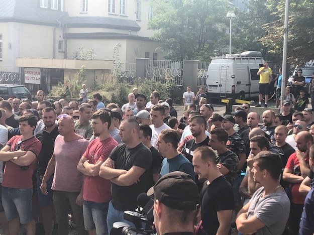 Protestujący górnicy w Katowicach /Anna Kropaczek /RMF FM