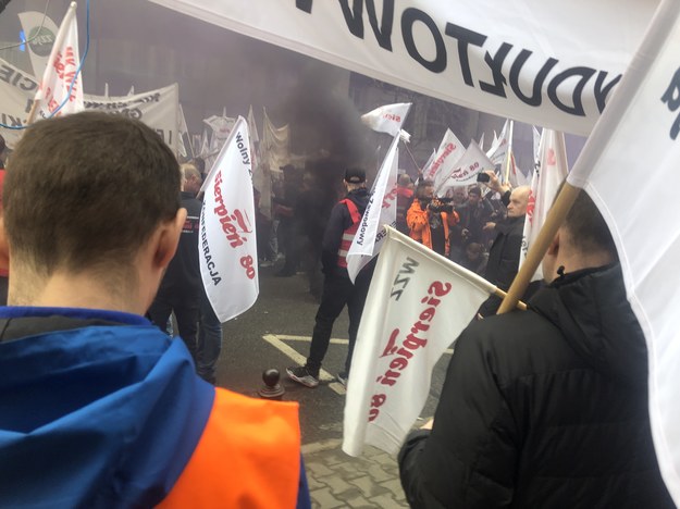 Protestujący górnicy /Michał Dobrołowicz /RMF FM