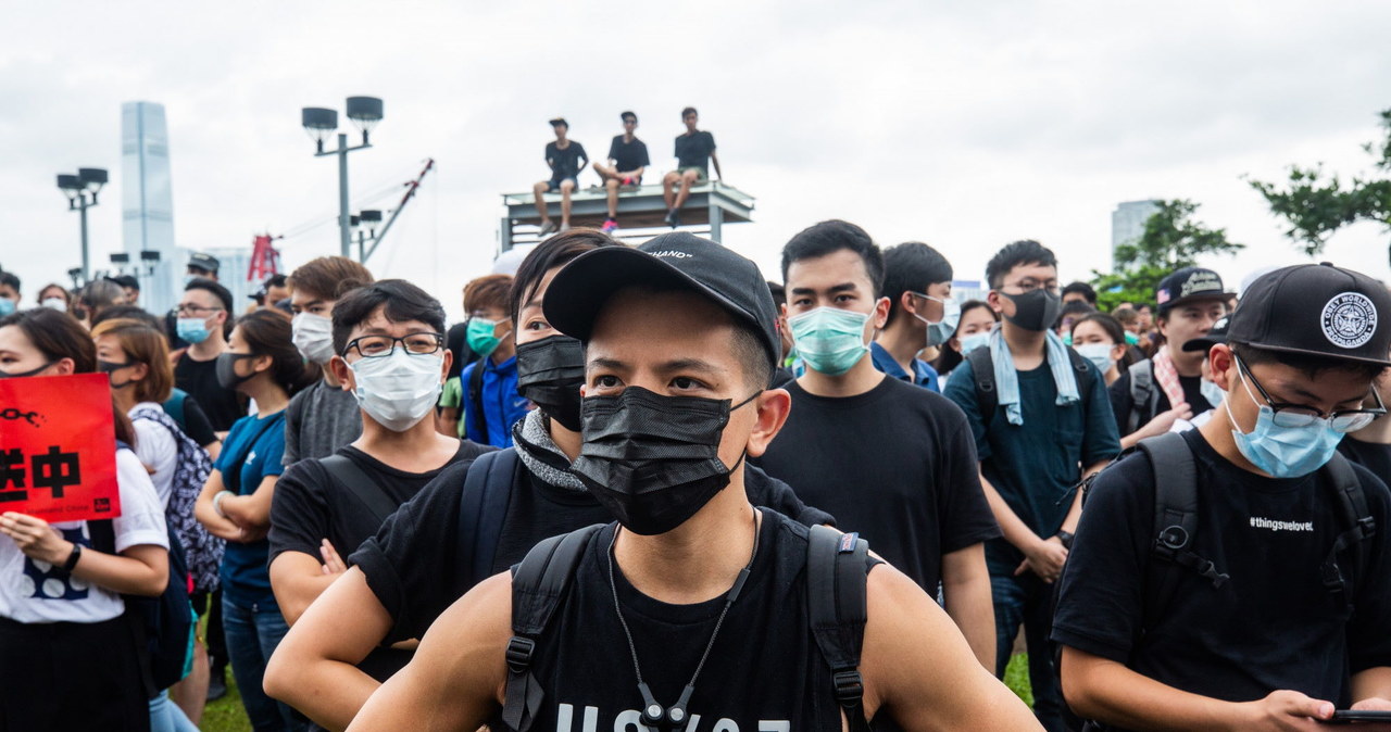 Protestujący w Hongkonkgu /Todd Darling/Polaris Images /East News