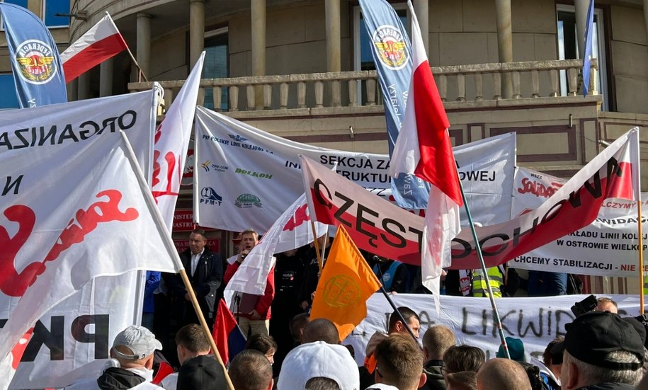Protesty kolejarzy w Warszawie /Mateusz Chłystun /RMF FM