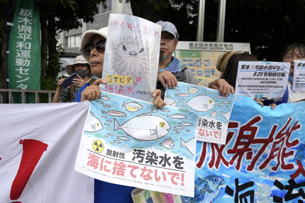 Protesty przeciwko uwalnianiu wody z Fukushimy do Pacyfiku /FRANCK ROBICHON /PAP/EPA