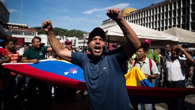 Protesty robotników w Caracas /Miguel Gutierrez /PAP/EPA