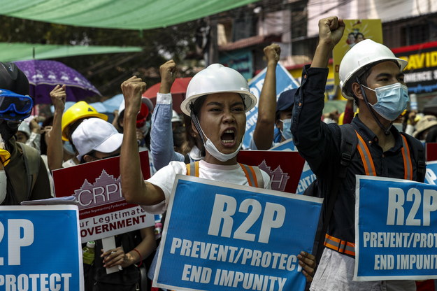 Protesty w Mjanmnie /STRINGER /PAP/EPA