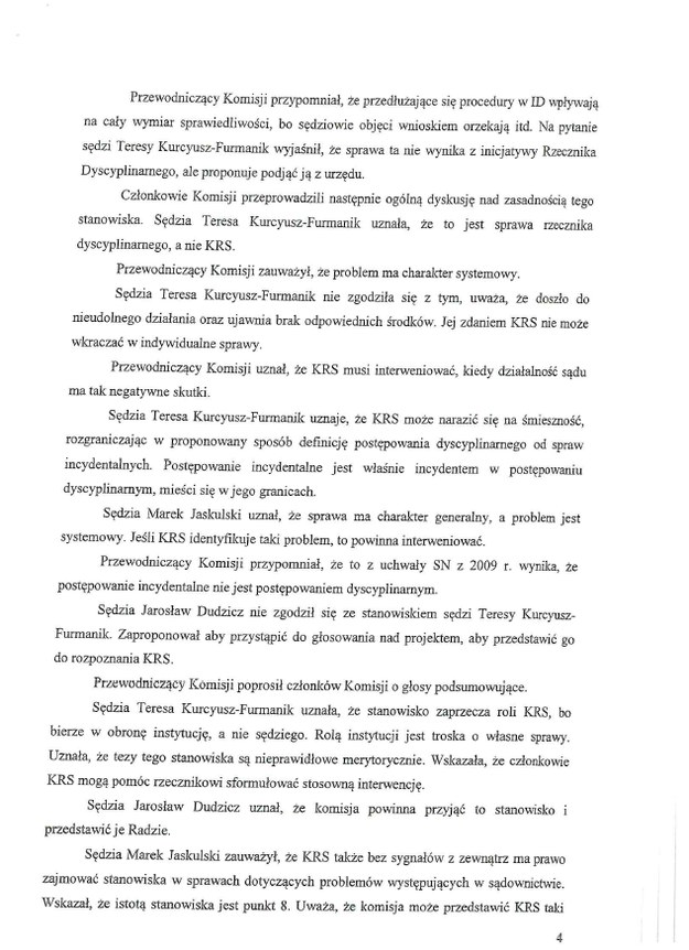 Protokół z posiedzenia Komisji Krajowej Rady Sądownictwa ds. reformy wymiaru sprawiedliwości z dnia 8 października 2020 roku /RMF FM