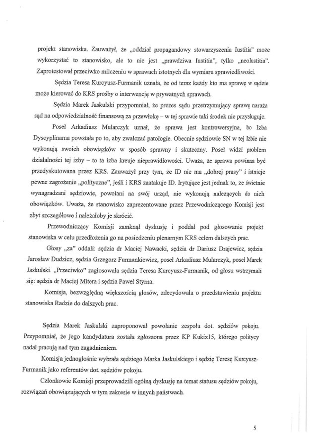 Protokół z posiedzenia Komisji Krajowej Rady Sądownictwa ds. reformy wymiaru sprawiedliwości z dnia 8 października 2020 roku /RMF FM