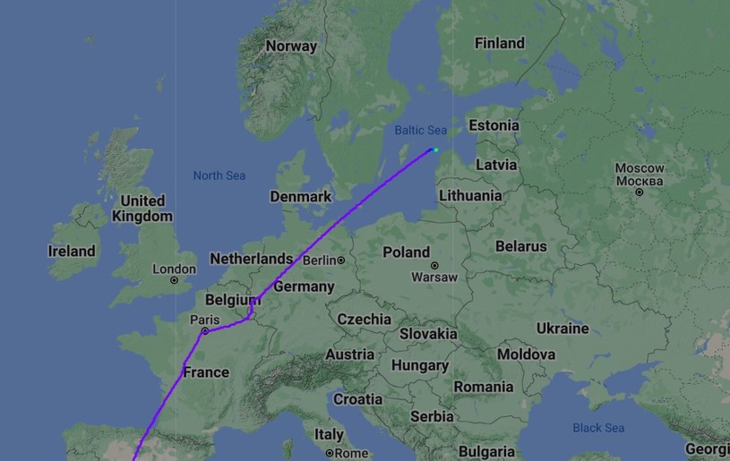 Prywatny samolot zniknął nad Morzem Bałtyckim /Flightradar24.com /