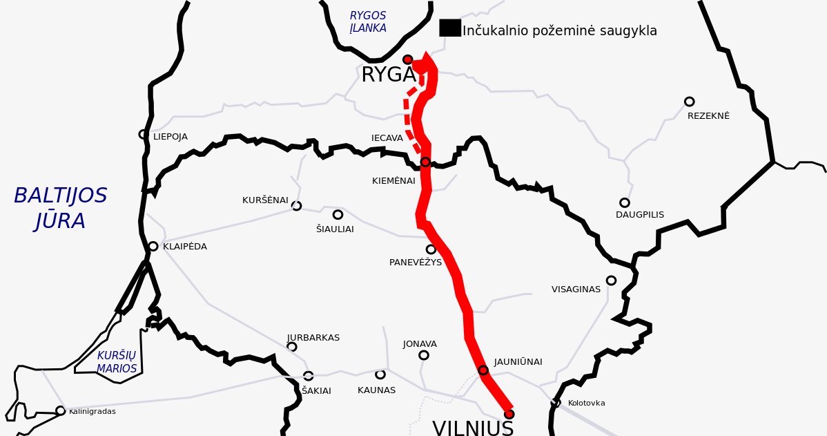 Przebieg gazociągu Litwa-Łotwa /Bearas/CC BY-SA 4.0 /Wikipedia