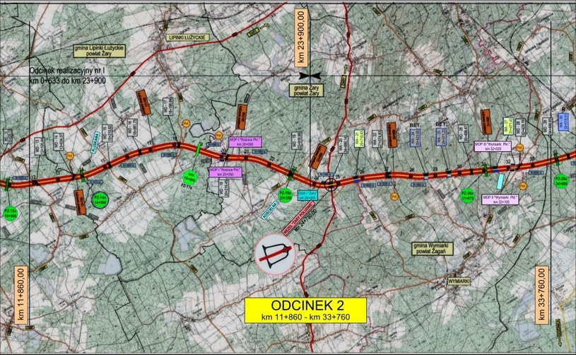 Przebieg odcinka nr 2 autostrady A18 /GDDKiA