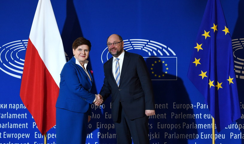 Przed południem premier Beata Szydło spotkała się z przewodniczącym PE Martinem Schulzem /Radek Pietruszka /PAP