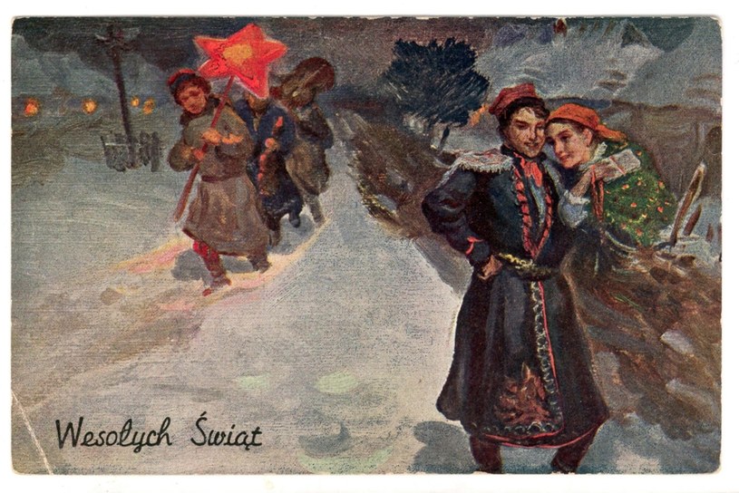 Przedwojenna karta pocztowa o tematyce bożonarodzeniowej, zbiory Muzeum Etnograficznego /Krzysztof Chojnacki/East News /East News
