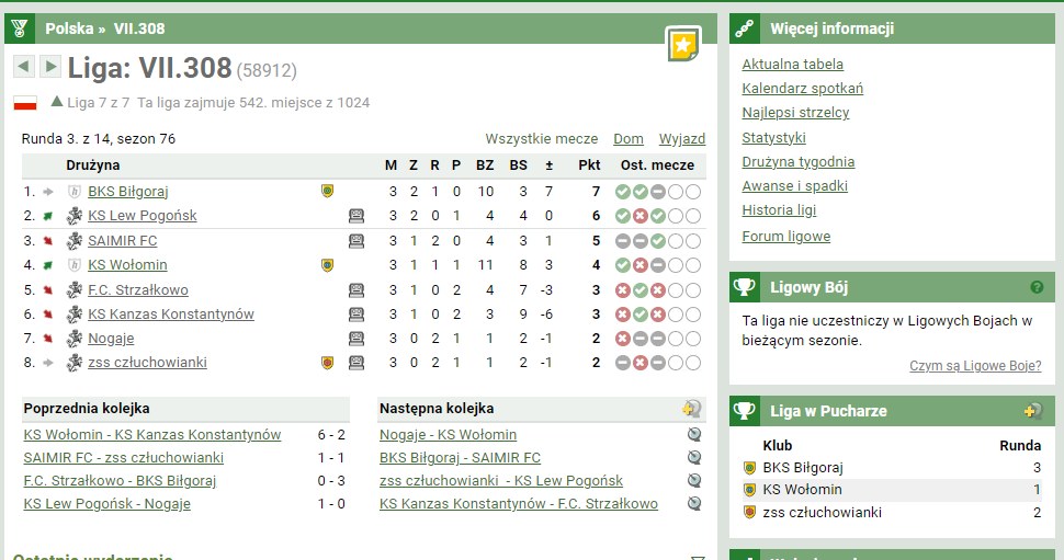 przegląd tabeli ligowej i trwających w ramach ligi rozgrywek /materiały prasowe