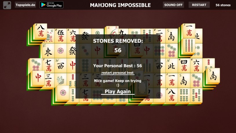 Przegrana gry Click.pl Mahjong Impossible /Click.pl