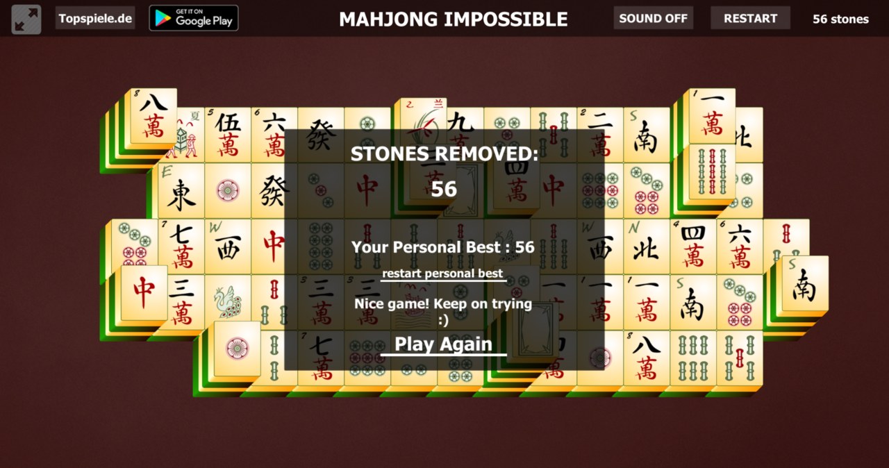 Przegrana gry online za darmo Mahjong Impossible /Click.pl