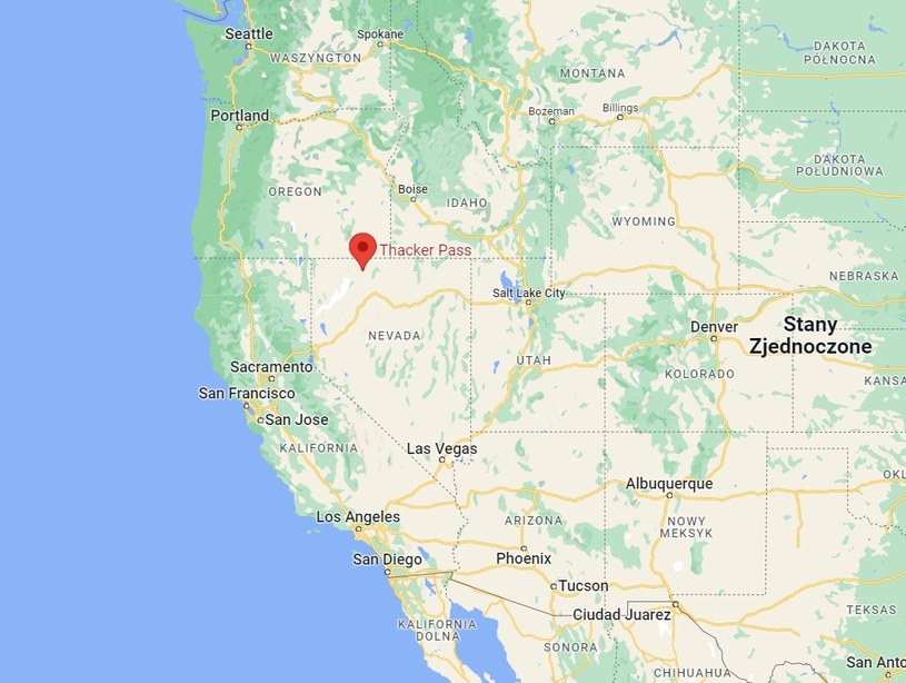 Przełęcz Thacker znajduje się w stanie Nevada, blisko granicy z Oregonem/ Mapy Google /