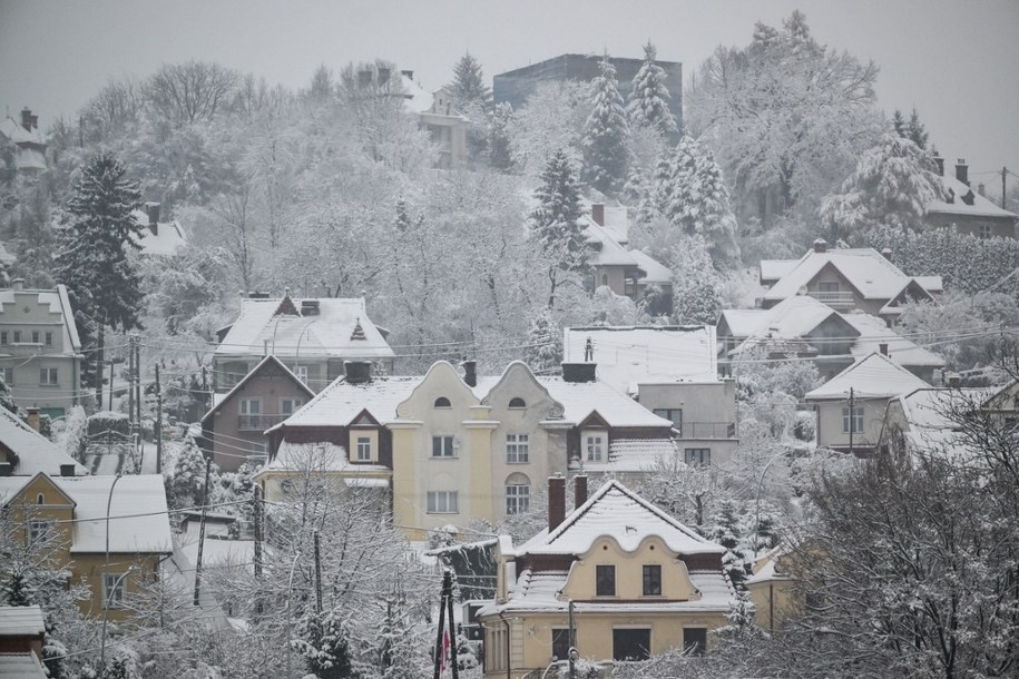 Przemyśl po nocnych opadach śniegu /Darek Delmanowicz /PAP