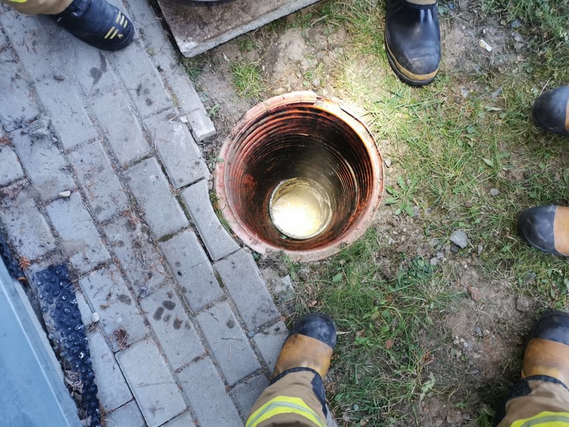 Przepust miał 30 cm średnicy, więc żaden strażak nie mógł dostać się do środka /Komenda Miejska Państwowej Straży Pożarnej w Bielsku-Białej /facebook.com