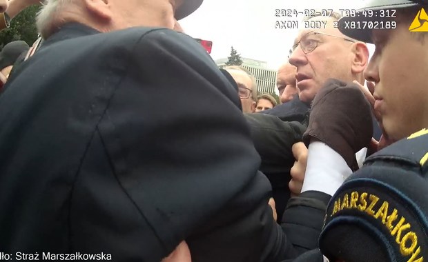Przepychanki przed Sejmem. Straż marszałkowska udostępnia zdjęcia 