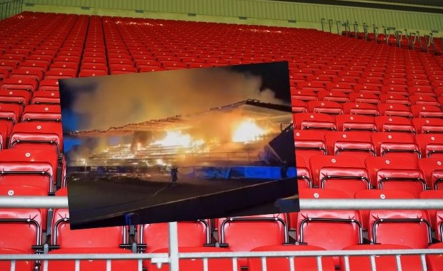 Przerażający widok. Spalili doszczętnie trybunę stadionu