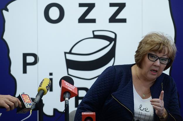 Przewodnicząca OZZPiP Lucyna Dargiewicz, fot. Bartłomiej Zborowski /PAP
