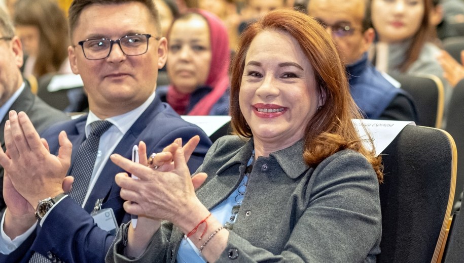 Przewodnicząca Zgromadzenia Ogólnego ONZ Maria Fernanda Espinosa i prezydent Katowic Marcin Krupa / 	Andrzej Grygiel    /PAP