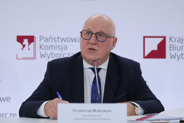 Przewodniczący Państwowej Komisji Wyborczej Sylwester Marciniak podczas konferencji PKW /Paweł Supernak /PAP