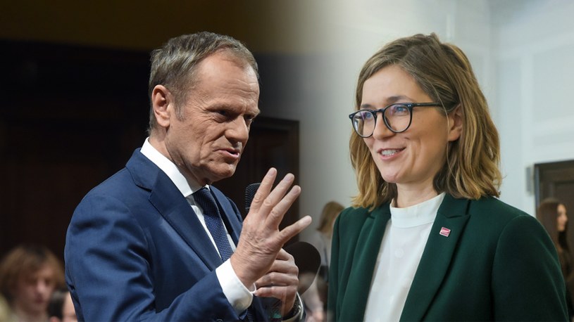 Przewodniczący PO Donald Tusk i posłanka Lewicy Magdalena Biejat /Łukasz Dejnarowicz/Forum/Paweł Wodzyński/East News /East News