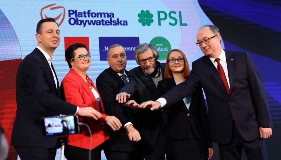 Przewodniczący PO Grzegorz Schetyna, prezes PSL Władysław Kosiniak-Kamysz, przewodnicząca partii Nowoczesna Katarzyna Lubnauer, przewodniczący Partii Zielonych Marek Kossakowski i Małgorzata Tracz oraz przewodniczący SLD Włodzimierz Czarzasty /Rafał Guz /PAP