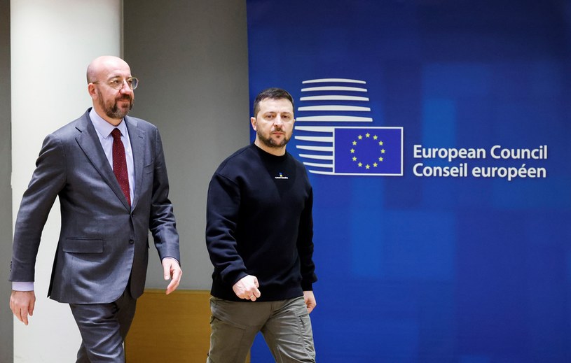 Przewodniczący Rady Europejskiej Charles Michel i prezydent Ukrainy Wołodymyr Zełenski /LUDOVIC MARIN /AFP