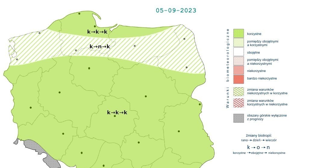 Przez praktycznie cały dzień w większości kraju biomet będzie korzystny /IMGW /