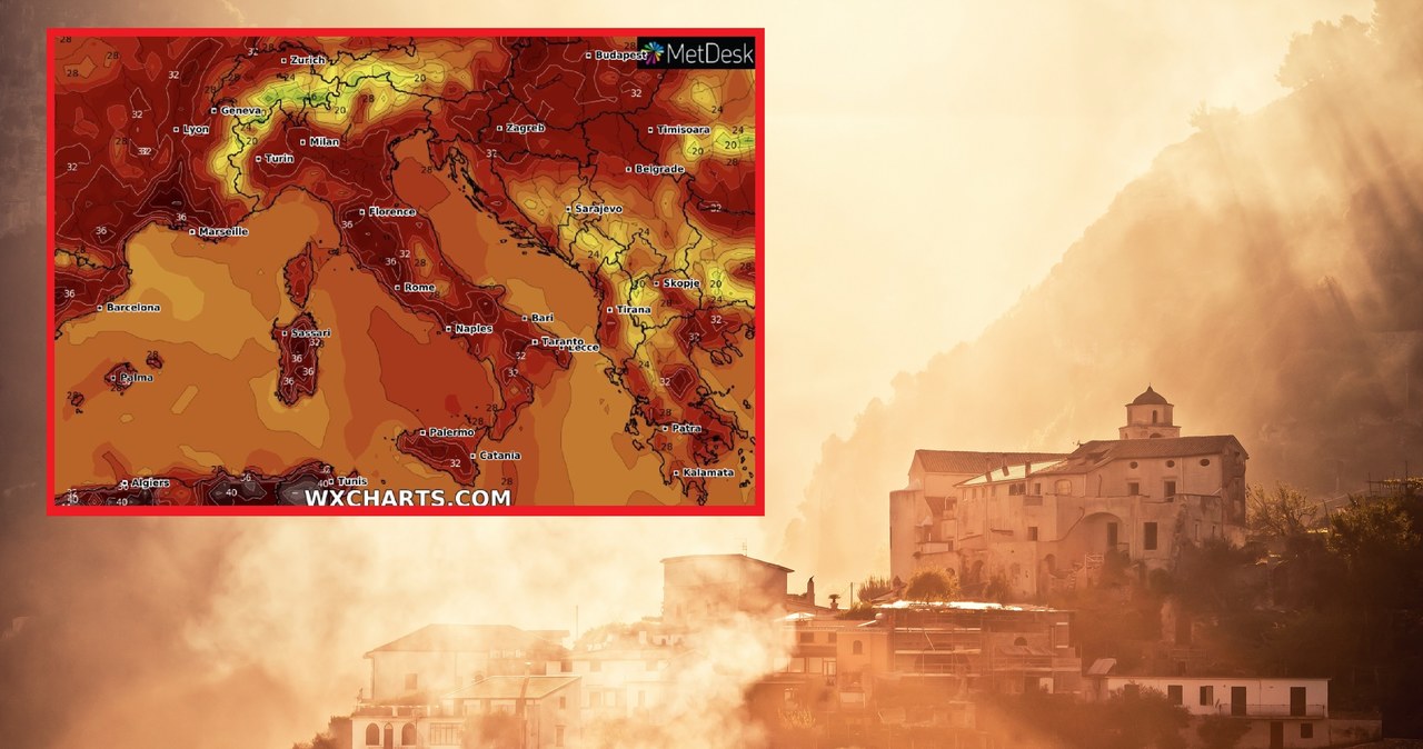 Przez siedem dni z rzędu Włochy będą się zmagać z falą upałów. Temperatury znacząco przekroczą 40 st. C /123rf/wxcharts /