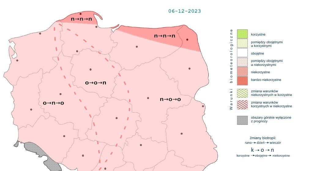 Przez większość środy warunki będą obojętne, choć na północy kraju przeważnie będą niekorzystne /IMGW /