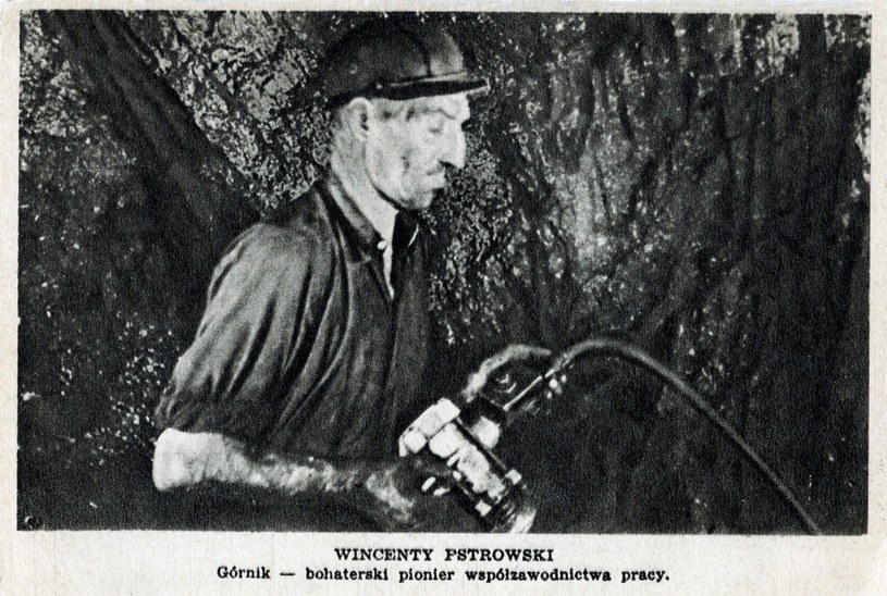 Przodownik pracy górnik Wincenty Pstrowski, 1947 /Reprodukcja: FoKa /Agencja FORUM
