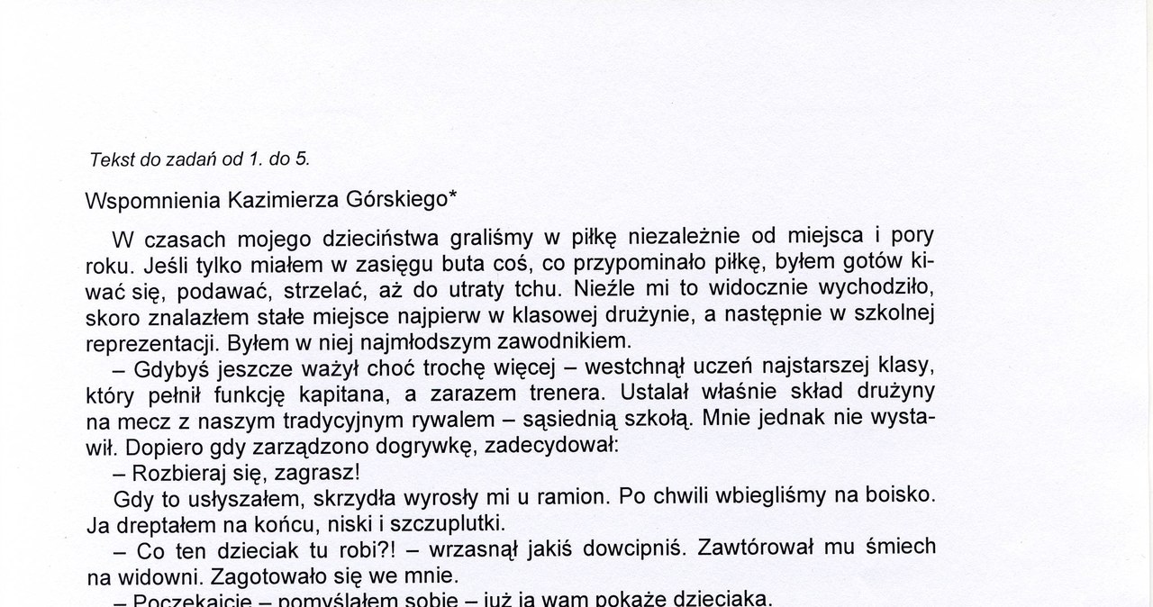 Przykładowe rozwiązanie testu dla gimnazjalistów