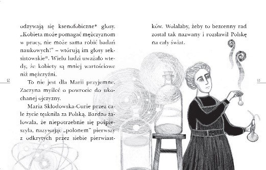 Przykładowe strony z książki "Droga do Nobla. O Marii Skłodowskiej-Curie" /materiały prasowe