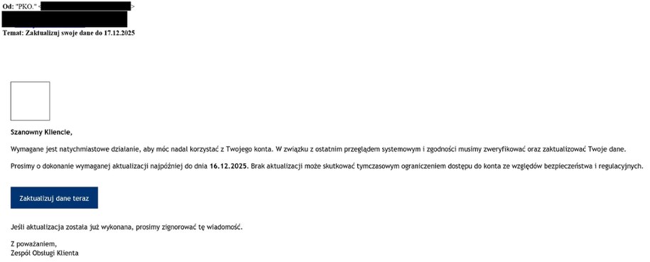 Przykładowe wiadomości od cyberprzestępców /PKO BP