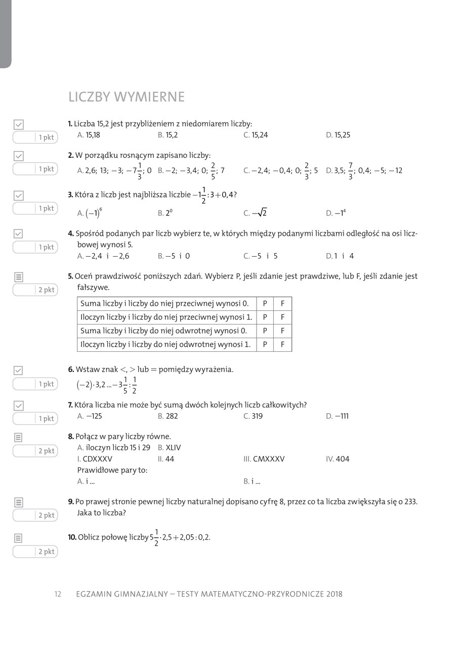 Wzory Matematyczne Na Test Gimnazjalny Egzamin gimnazjalny 2018: Przykładowy test matematyczno-przyrodniczy
