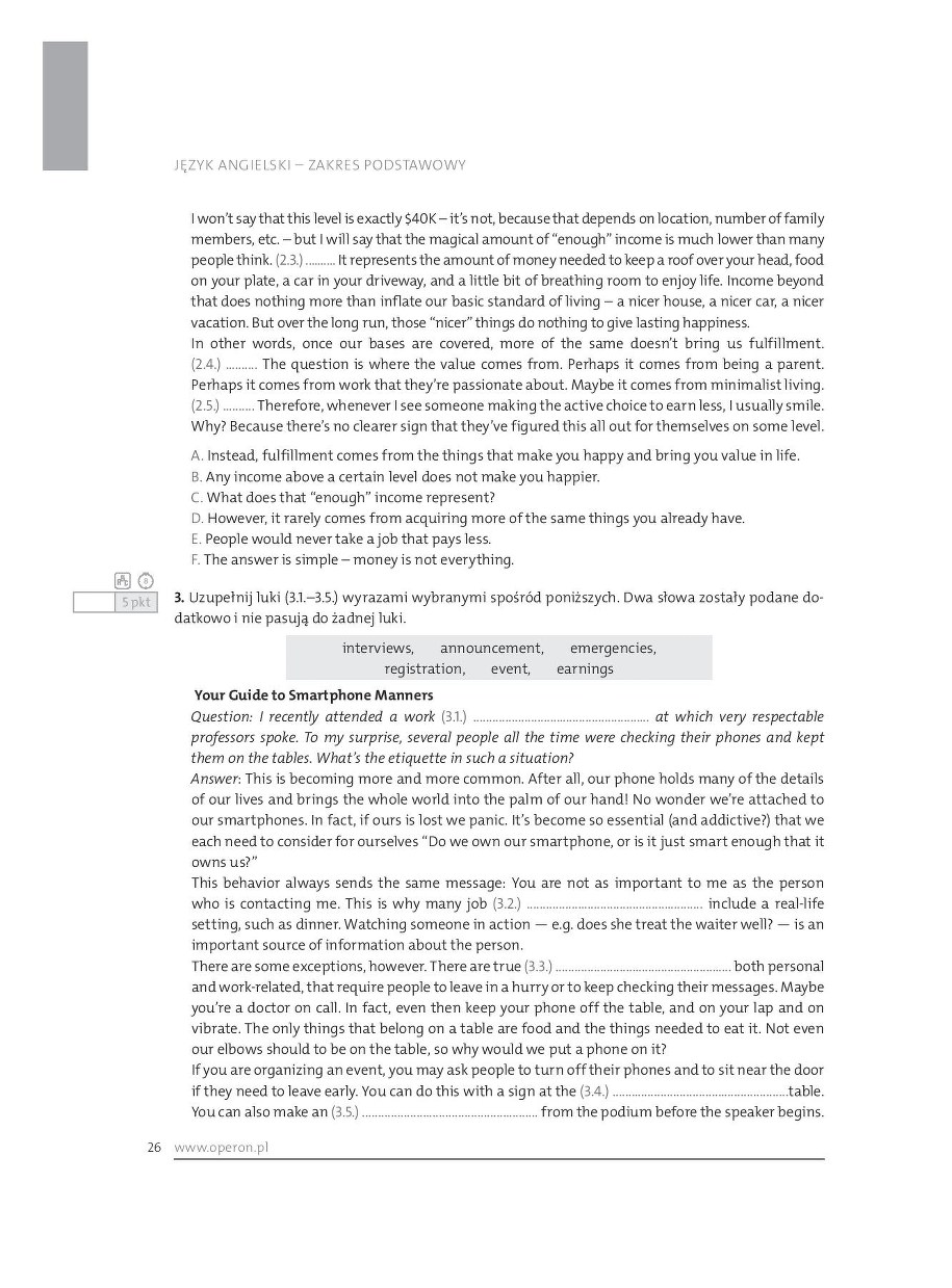 Przykładowe zadania maturalne z języka angielskiego /DGP /Zrzut ekranu