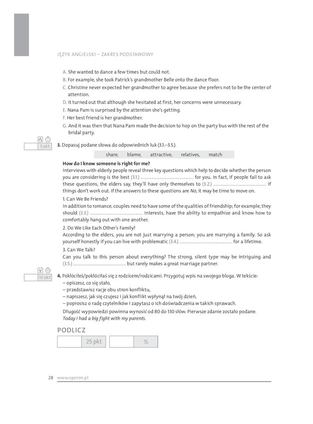 Przykładowe zadania maturalne z języka angielskiego /DGP /Zrzut ekranu