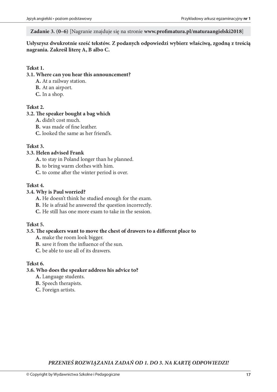 Przykładowe zadania z jęz. angielskiego /