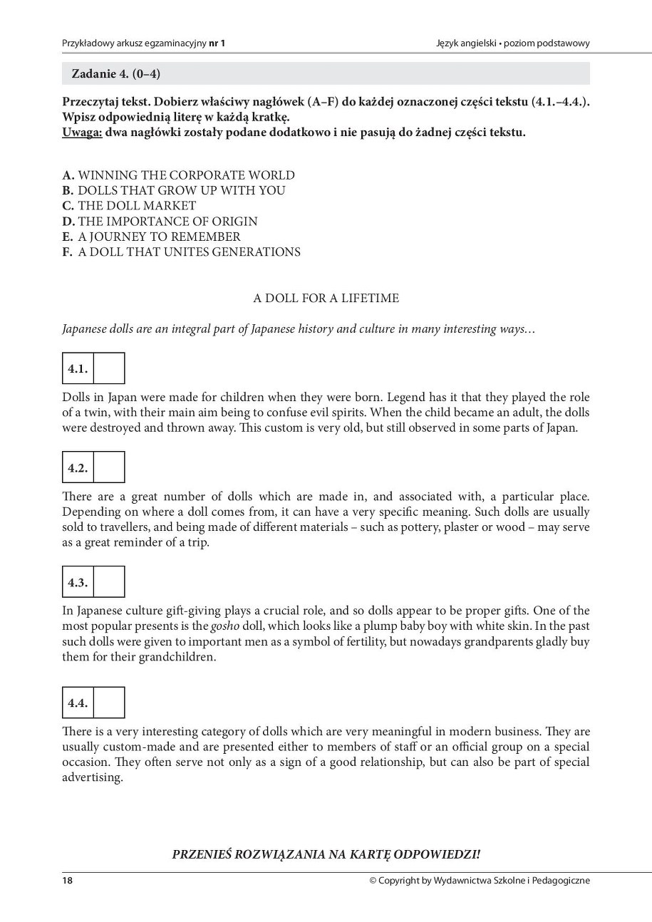 Przykładowe zadania z jęz. angielskiego /