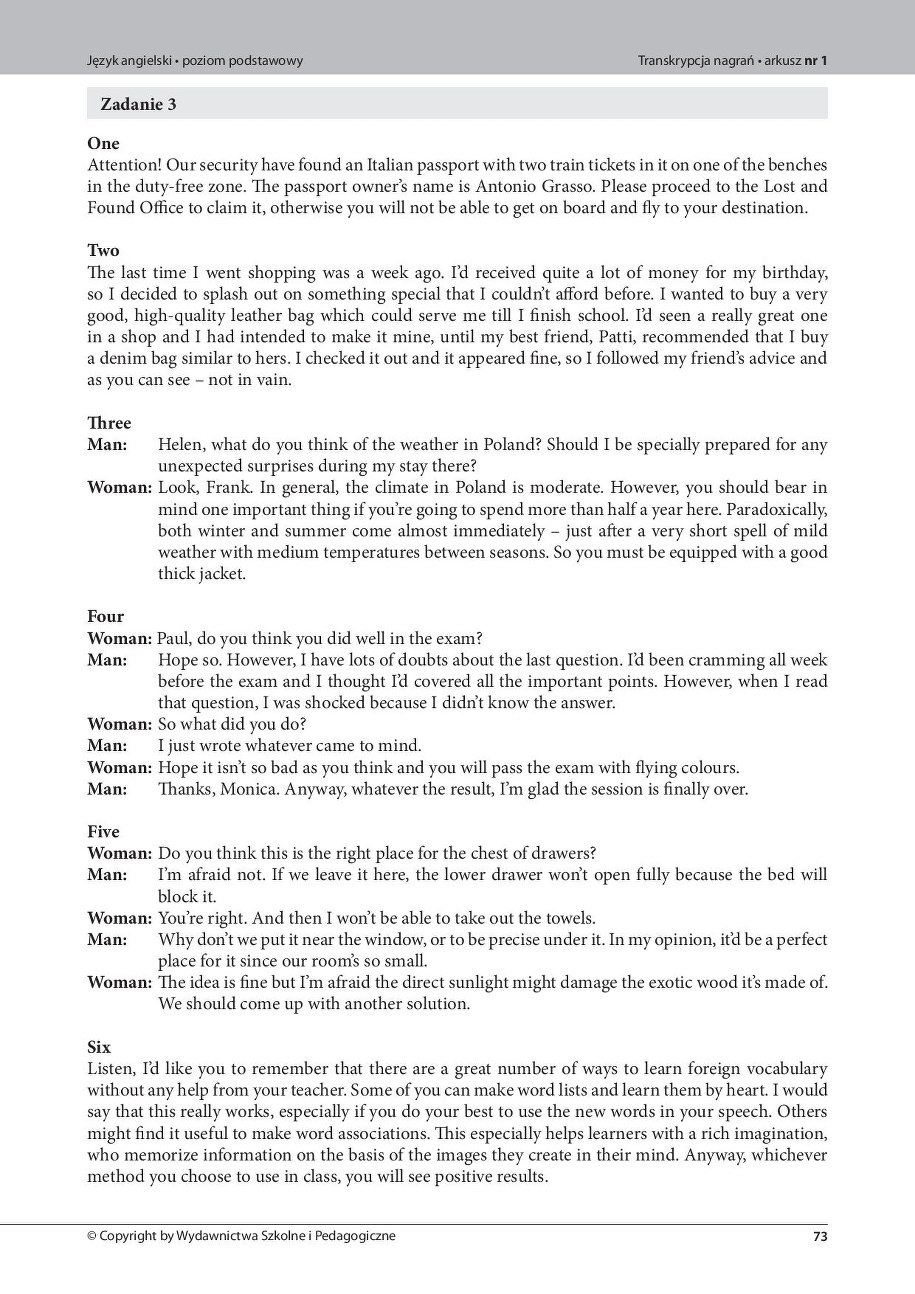 Przykładowe zadania z jęz. angielskiego /