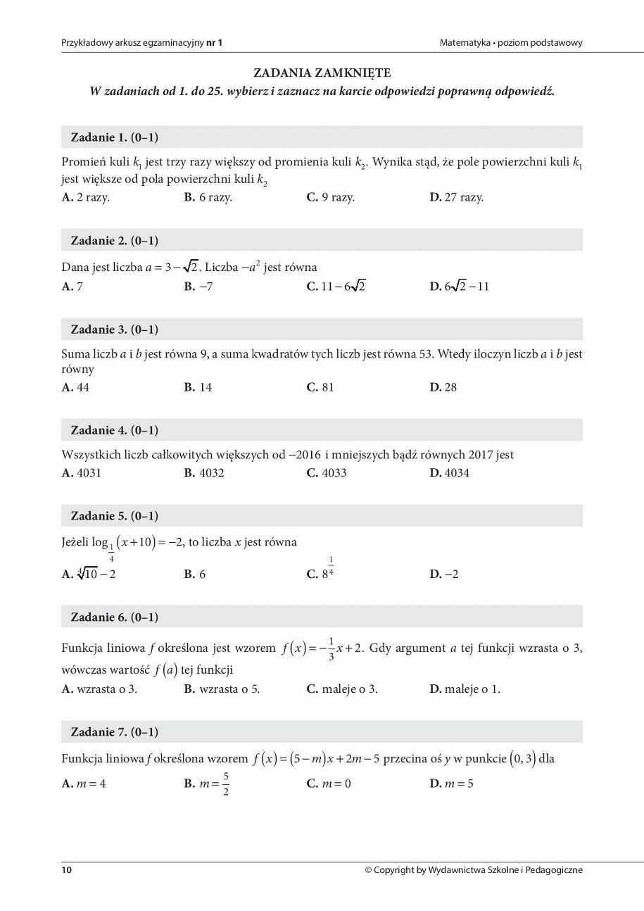 Przykładowe zadanie z matematyki /DGP /