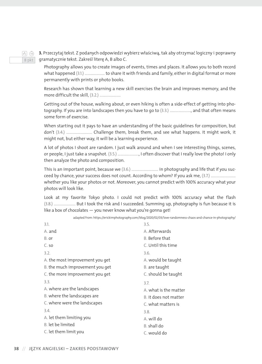 Przykładowy arkusz z języka angielskiego /materiały promocyjne