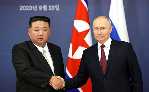 Przywódcy Korei Północnej i Rosji - Kim Dzong Un i Władimir Putin /Kremlin /PAP/Newscom