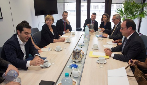 Przywódcy państw strefy euro spotkali się we wtorek na nadzwyczajnym szczycie w Brukseli /PHILIPPE WOJAZER /PAP/EPA