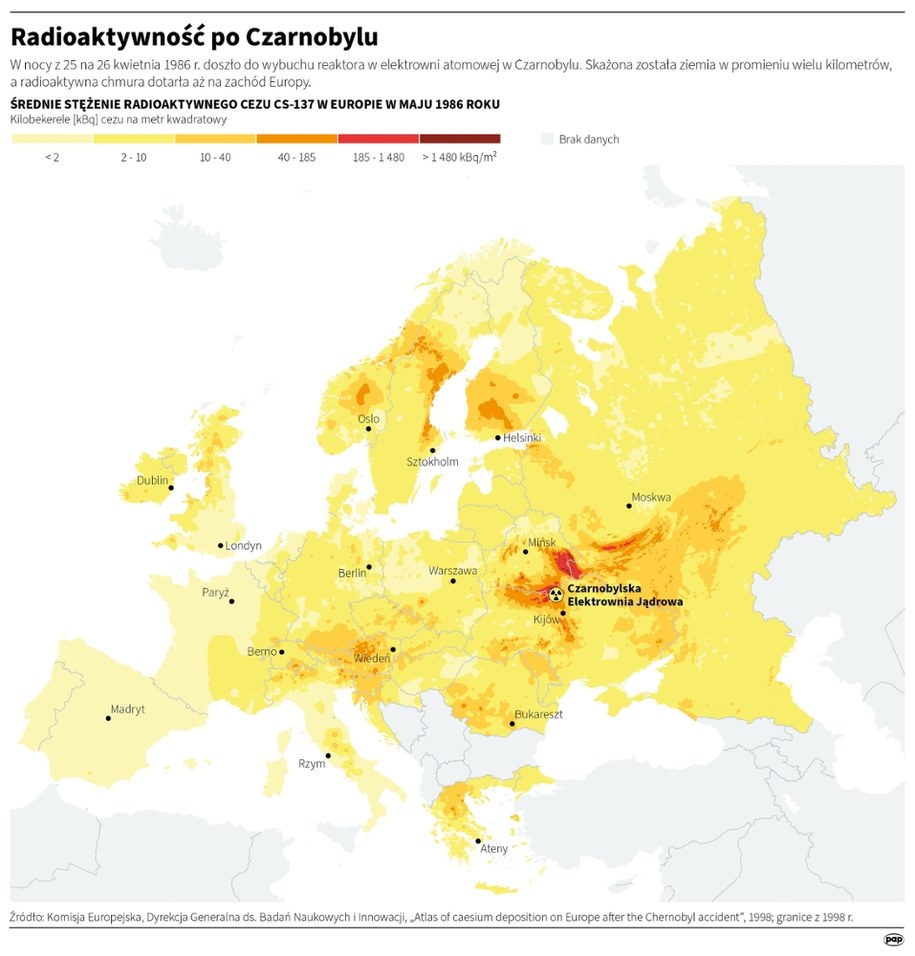 Radioaktywność po katastrofie w Czarnobylu /Michał Czernek /PAP