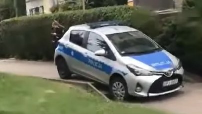 Radiowóz zawisł na schodach. Nietypowy incydent w Nysie