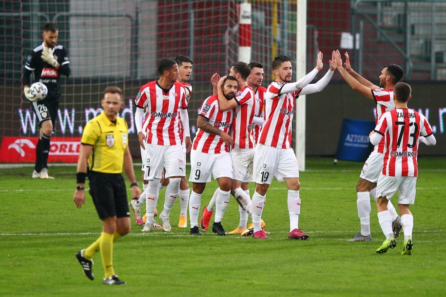 Radość zawodników Cracovii po golu //Łukasz Gągulski /PAP