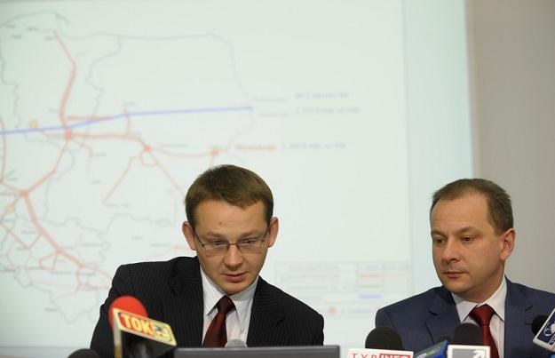 Radoslaw Dudziński (L), wiceprezes PGNiG i Michal Szubski, prezes spółki. Fot. Witold Rozbicki /Reporter